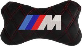 Акція на Подушка на підголовник EVAtech 27 х 16 см BMW M Чорна з червоною ниткою від Rozetka