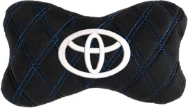 Акція на Подушка на підголовник EVAtech 27 х 16 см Toyota Чорна з синьою ниткою від Rozetka