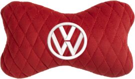 Акція на Подушка на підголовник EVAtech 27 х 16 см Volkswagen Червона з червоною ниткою від Rozetka