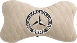 Акція на Подушка на підголовник EVAtech 27 х 16 см Mercedes-Benz Бежева з бежевою ниткою від Rozetka