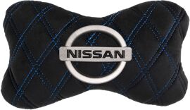 Акція на Подушка на підголовник EVAtech 27 х 16 см Nissan Чорна з синьою ниткою від Rozetka