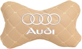 Акція на Подушка на підголовник EVAtech ECO 27 х 16 см Audi Бежева з бежевою ниткою від Rozetka