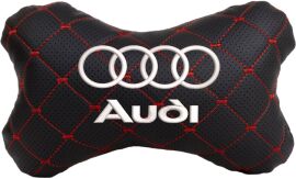 Акція на Подушка на підголовник EVAtech ECO 27 х 16 см Audi Чорна з червоною ниткою від Rozetka