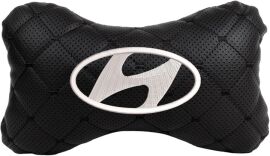 Акція на Подушка на підголовник EVAtech ECO 27 х 16 см Hyundai Чорна з чорною ниткою від Rozetka