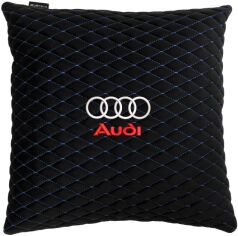 Акція на Подушка EVAtech 40 х 40 см Audi Чорна з синьою ниткою від Rozetka