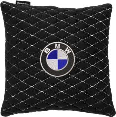 Акція на Подушка EVAtech 30 х 30 см BMW Чорна з білою ниткою від Rozetka