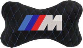 Акція на Подушка на підголовник EVAtech 27 х 16 см BMW M Чорна з синьою ниткою від Rozetka
