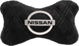 Акція на Подушка на підголовник EVAtech 27 х 16 см Nissan Чорна з чорною ниткою від Rozetka