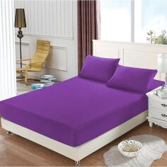 Акція на Набір Good-Dream Простирадло на резинці 120х190 см + 2 наволочки 50х70 см сатин Purple від Rozetka