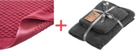 Акція на Набір Килимок у ванну кімнату Zwoltex Carlo Ultrasoft 8549/5756 50х70 см Бордовий + 2 махрові рушники Ardesto для ванної 50х90+70х140 см Lotus Графіт (5906378448121+ART2357MC) від Rozetka