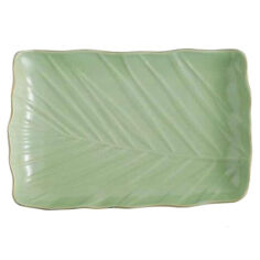 Акція на Блюдо фарфоровое прямоугольное 24.5х17 см Leaf Green Gold Limited Edition B010791 від Podushka