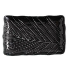 Акція на Блюдо фарфоровое прямоугольное 24.5х17 см Leaf Black Limited Edition B010786 від Podushka