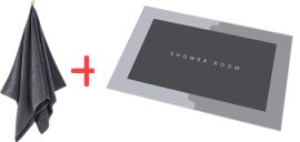 Акція на Набір Махровий рушник Zwoltex Kiwi 50x100 см Графіт + Діатомітовий килимок для ванної Xiamen Суперпоглинаючий 58х38 см (5906378451985+5000504485155) від Rozetka