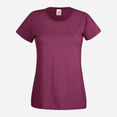 Акція на Футболка бавовняна довга жіноча Fruit of the loom Valueweight 0613720-41 XL Бордова від Rozetka