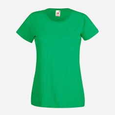 Акція на Футболка бавовняна довга жіноча Fruit of the loom Valueweight 0613720-47 2XL Зелена від Rozetka