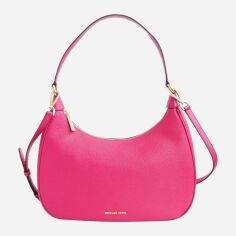 Акція на Сумка багет жіноча средня з натуральної шкіри Michael Kors 35R3G4CH3L-922 Фуксія від Rozetka