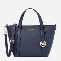 Акція на Сумка крос-боді через плече жіноча маленька Michael Kors 35R4G0CT1I-410 Темно-синя від Rozetka