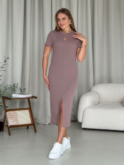 Акція на Плаття-футболка довге літнє жіноче Merlini Темпо 700001542 L-XL Бежеве від Rozetka