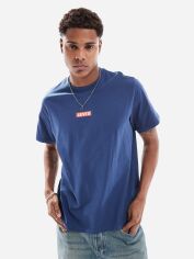 Акція на Футболка бавовняна довга чоловіча Levi's 920039569 XL Синя з принтом від Rozetka