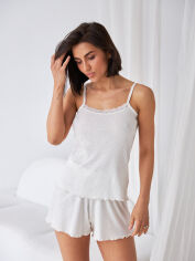 Акція на Піжама (майка + шорти) жіноча бавовняна BARWA garments 0231/356 L Молочна від Rozetka
