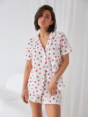 Акція на Піжама (сорочка + шорти) жіноча муслінова BARWA garments 0363/329 M Молочна від Rozetka