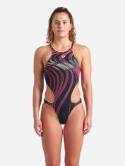 Акція на Суцільний купальник жіночий Arena One Stream Swimsuit 008953-560 40 Чорний/Рожевий від Rozetka
