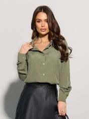 Акція на Сорочка жіноча ISSA PLUS 14996 3XL Хакі від Rozetka