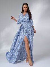 Акція на Сукня довга літня жіноча ISSA PLUS 14636 S Синя від Rozetka