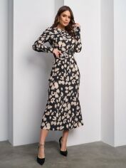 Акція на Сукня довга осіння жіноча ISSA PLUS 15012 3XL Чорна від Rozetka