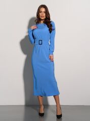Акція на Сукня міді жіноча ISSA PLUS 15014 XL Блакитна від Rozetka