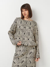 Акція на Блузка жіноча Zara 4437/907 XS Бежева з чорним від Rozetka