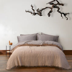 Акція на Покрывало Sia muslin tan-coffee Lotus Home 220х240 см від Podushka