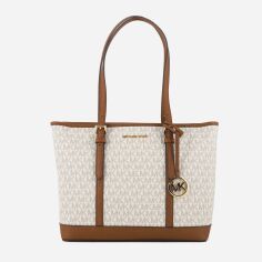 Акція на Сумка шопер жіноча Michael Kors Jet Set Travel Large Logo Tote BG-MK-10 Біла від Rozetka