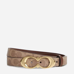 Акція на Ремінь жіночий з натуральної шкіри Coach Signature Buckle Belt blt- 9 99 см Коричневий від Rozetka