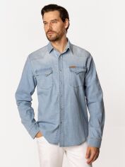 Акція на Сорочка джинсова чоловіча Lee Cooper Torres-3161 XL Блакитна від Rozetka