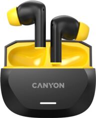 Акція на Навушники Canyon Hexagon 7 TWS ANC+ENC Wireless Charge Black Yellow (CNS-TWS7BY) від Rozetka