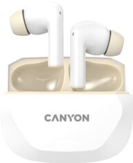 Акція на Навушники Canyon Hexagon 7 TWS ANC+ENC Wireless Charge White Beige (CNS-TWS7WB) від Rozetka