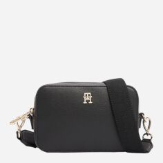 Акція на Сумка крос-боді через плече жіноча маленька Tommy Hilfiger AW0AW16906-BDS Чорна від Rozetka