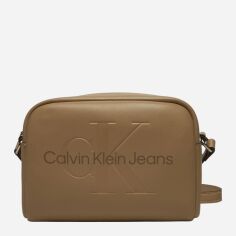 Акція на Сумка крос-боді через плече жіноча маленька Calvin Klein Jeans K60K612220-PBF Світло-коричнева від Rozetka
