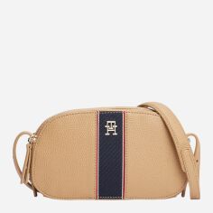 Акція на Сумка крос-боді через плече жіноча маленька Tommy Hilfiger AW0AW16898-RBC Світло-коричнева від Rozetka