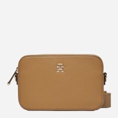 Акція на Сумка крос-боді через плече жіноча маленька Tommy Hilfiger AW0AW16906-RBC Світло-коричнева від Rozetka