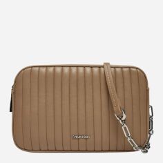 Акція на Сумка крос-боді через плече жіноча маленька Calvin Klein K60K613078-PAI Світло-коричнева від Rozetka