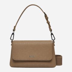 Акція на Сумка багет жіноча маленька Calvin Klein K60K613088-0F4 Темно-бежева від Rozetka