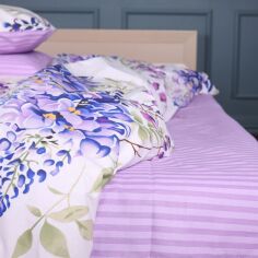 Акція на Простирадло MirSon Ranforce Elite 17-0723 Purple Flowers 220x240 см від Rozetka
