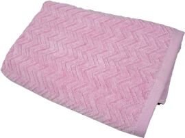 Акція на Рушник махровий жакардовий велюр GM Textile банний 70х140 см Зигзаг рожевий від Rozetka