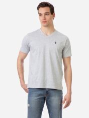 Акція на Футболка бавовняна довга чоловіча U.S. Polo Assn 113903-0400A(Heather light gray) L Сіра від Rozetka