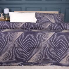 Акція на Комплект постільної білизни MirSon King Size 220х240 см 17-0721 Cream and Grey Stripes Ranforce Elite від Rozetka
