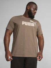 Акція на Футболка бавовняна довга чоловіча Puma Ess No. 1 Logo Tee 68253393 S Totally Taupe з принтом від Rozetka