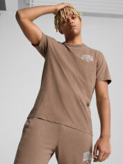 Акція на Футболка бавовняна довга чоловіча Puma Class Tee 68464093 S Totally Taupe з принтом від Rozetka