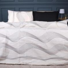 Акція на Комплект постільної білизни MirSon King Size 220х240 см 17-0733 Luxury Gold Waves Бязь від Rozetka